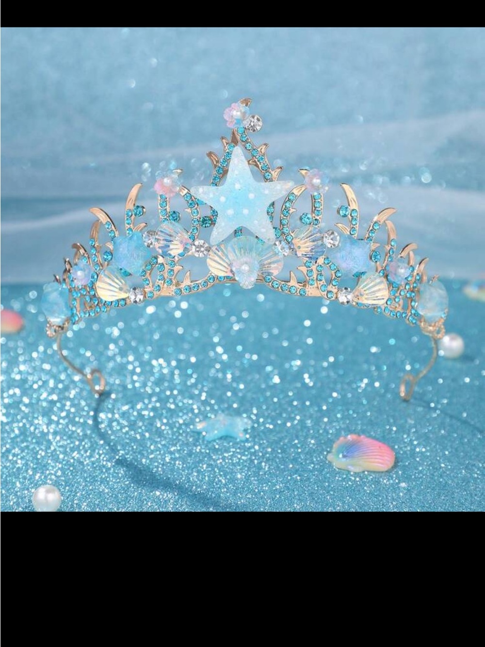 SHEIN Blue Mermaid Star Shell Tiara Headband